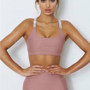 White Fox Boutique Holly Leggings & Poppy Logo Sports Bra in Dusty Rose | Size S